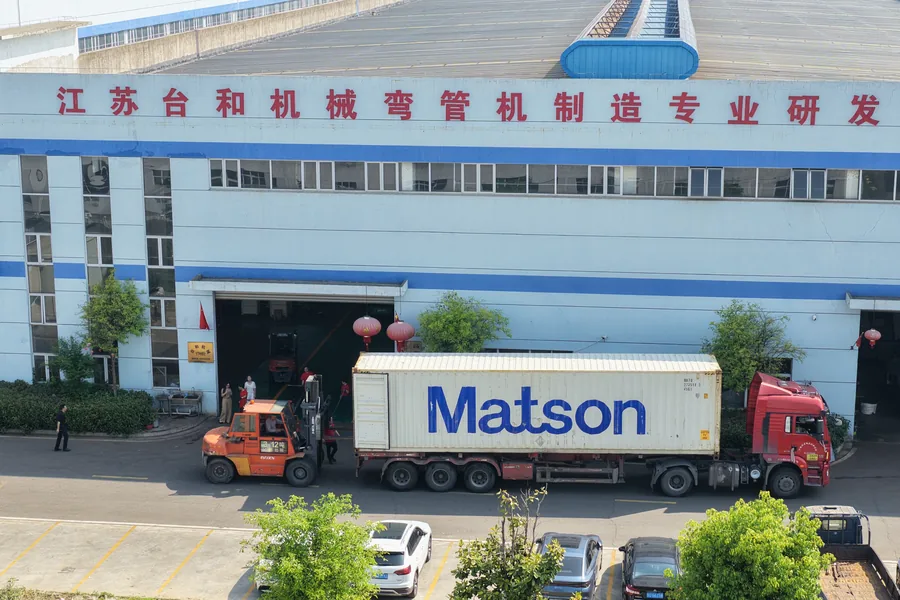 Telhoo machines leaving the factory by container truck for worldwide export
