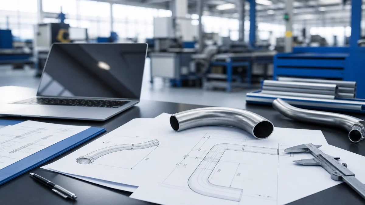 Pipe bending drawings and metal tube samples for quotation review