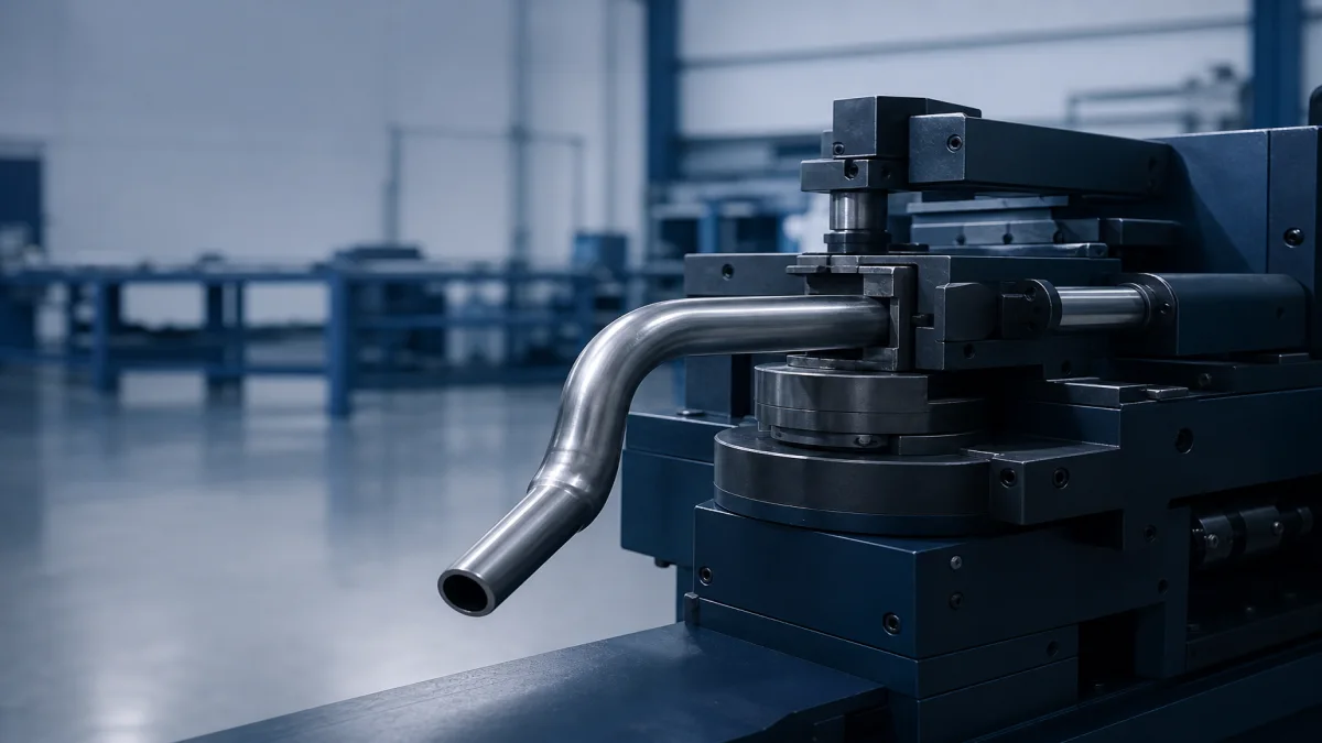 CNC pipe bending machine close-up for production consultation